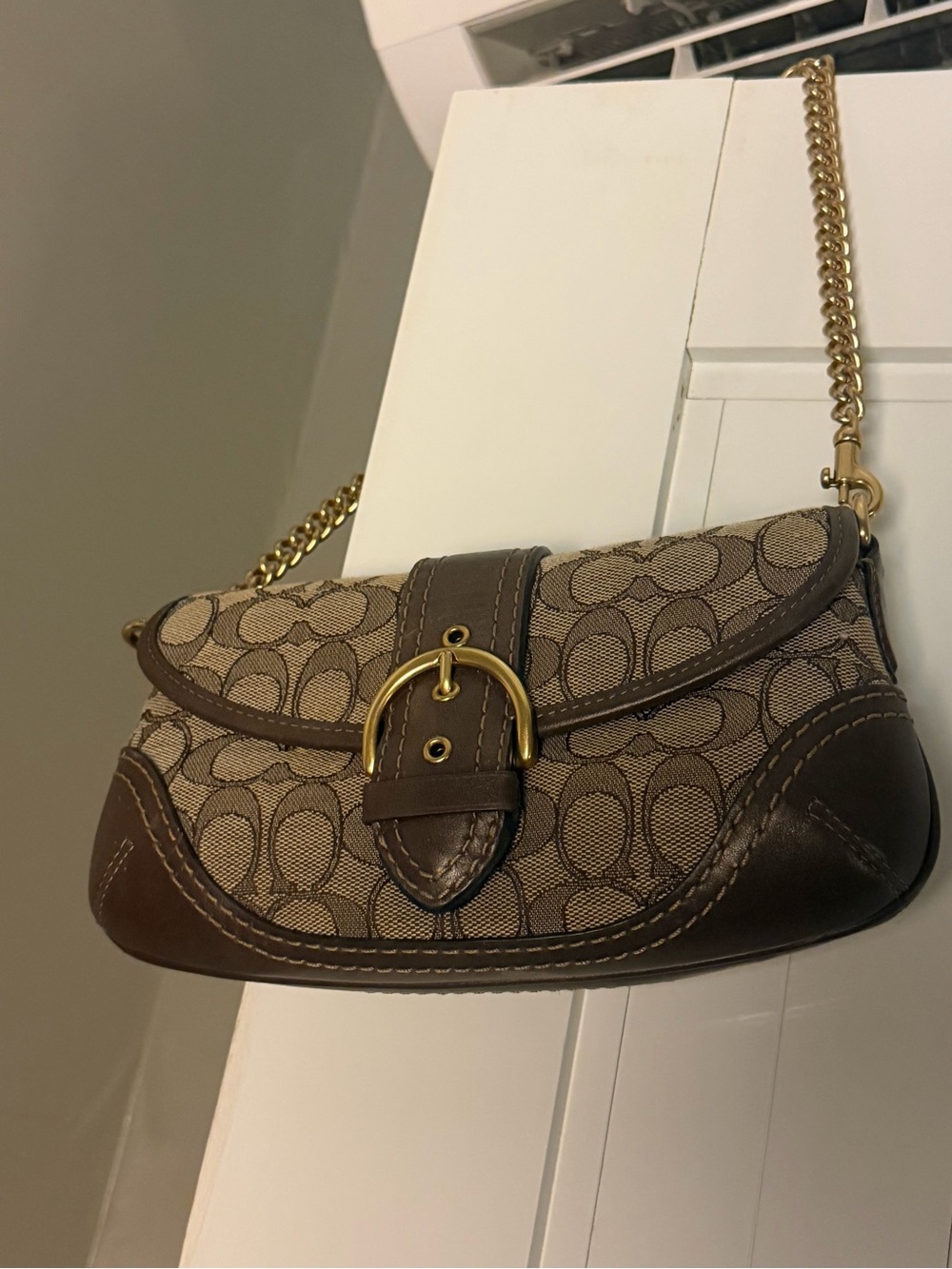 Coach Brown Signature Print Shoulder Bag